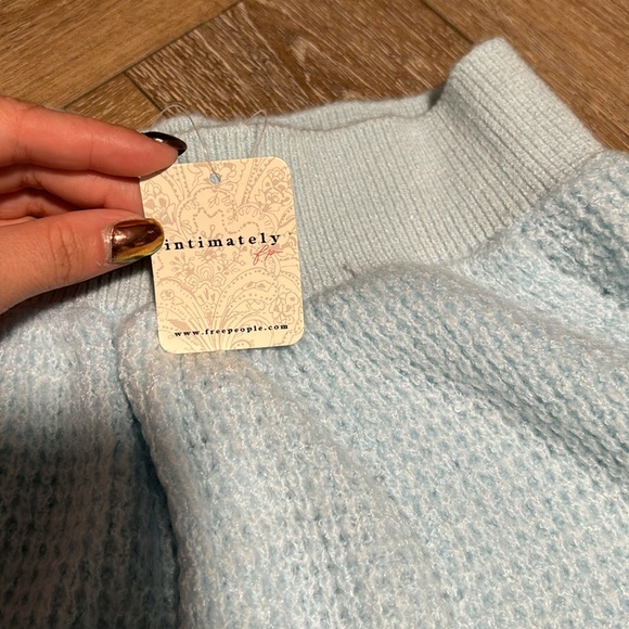 NWT Free People Intimately C.O.Z.Y Waffle Knit Pants Neon Sky - Picture 3 of 4